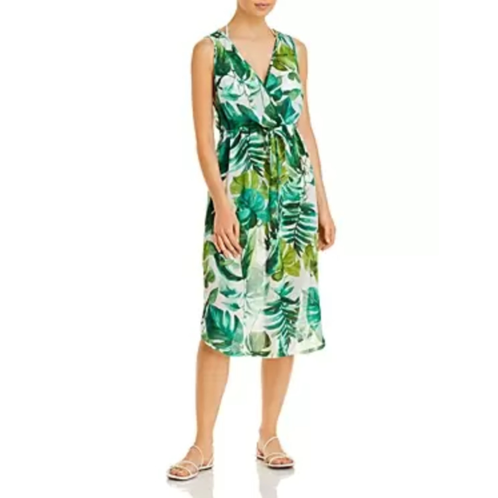 J. Valdi Palms Swim Cover up Midi Dress Green Size S